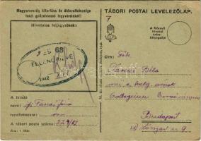 1942 Második világháborús tábori postai levelezőlap, a feladó saját kezű grafikájával, távcső, periszkóp / WWII Hungarian military field postcard, hand-drawn graphic art, telescope, periscope (EB)