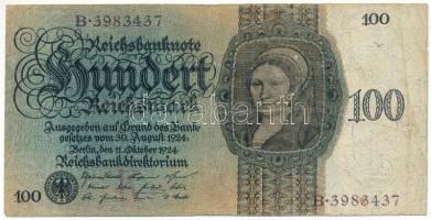 Németország / Weimari Köztársaság 1924. 100M "B" sorozatjellel T:F Germany / Weimar Republic 1924. 100 Mark with "B" prefix C:F Krause 178.