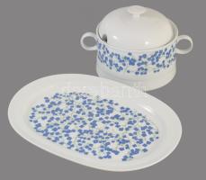 Melitta vintage gyümölcsleveses tál és kínáló, jelzett, hibátlan, 33x23 cm