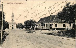 1916 Almás, Aljmas, Apfeldorf (Erdőd, Erdut); templom. Selzer és Rank kiadása / street view, church ...