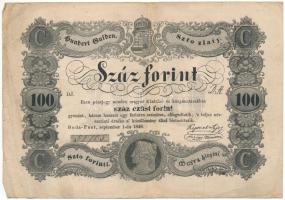 1848. 100Ft "Kossuth bankó", "DJ 51705" T:F,VG Adamo G114