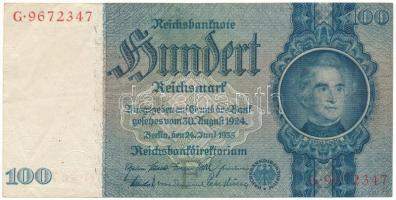 Német Harmadik Birodalom 1935. 100M "G 9672347" T:F German Third Reich 1935. 100 Mark "G 9672347" C:F Krause 183.