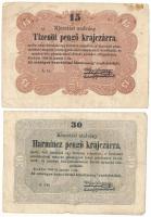 1849. 15kr "A.tz" " "Kossuth bankó" + 30kr "" ü.aw"Kossuth bankó" T:F fo. Adamo G102, G103
