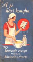 A jó házi konyha 70 kipróbált recept minden háztartás részére. (A Liga margarin receptkönyve.) (Budapest), [1931 körül]. [Magyar Hollandi Margaringyár Rt.] (Pallas Rt. ny.) 32 p. Egyetlen kiadás. Felül nemzeti színű zsinórral fűzött kiadványunk a magyar piacon 1930 körül megjelenő új termékkel, a Liga margarinnal készíthető ételreceptek gyűjteménye. A borítók belső oldalán, illetve egyes oldalak alján halvány foltosság. Horváth 0. Fűzve, színes, illusztrált kiadói borítóban. Jó példány.