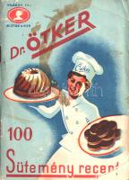100 sütemény recept. (Budapest), [1947]. (Dr. Ötker A. Kft. - Révai-nyomda). 48 p. Oldalszámozáson belül szövegközti illusztrációkkal gazdagon illusztrált süteményes receptkönyv. Első nyolc oldalán süteménykészítési eljárások, majd süteményreceptek. Számos színes képpel. Néhány oldalon halvány foltosság. Horváth 1296. Fűzve, színes, illusztrált, enyhén sérült kiadói borítóban, az első borítófedélen kisebb foltossággal, alsó sarkán apró hiánnyal.