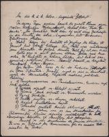 1919 Konst. Mosonyi Dénes Lipót (1874- 1948) nagyprépost, germanikus, kanonok, író. Német nyelvű levele Konstatinápolyi keltezéssel a helyi osztrák-magyar nagykövetségnek, melyben egy török szerkesztő oszrták-magyar kapcsolatokkal, pánszlávizmussal, pángermánizmussal kapcsolatos cikkét elemzi 4 beírt oldalon.