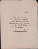 1871 Emléklap WIlhelm bon Lalanczy nyugalmazott őrnagytól Franz von VAlentin csendőrtiszt emlékére aki Sauerbrunnban (Slavnik, SK) hunyt el .Utána lapon anagramma Franz Valentin nevével, egy lapon anagramma Euphrosina von Szed nevével 7 beírt oldal