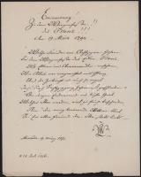 1871 Emléklap WIlhelm bon Lalanczy nyugalmazott őrnagytól Franz von VAlentin csendőrtiszt emlékére a...