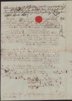 1811 Szebény adásvételi szerződés Lovászhetényi birtokkal kapcsolatban viaszpecséttel Fesch Pál és R...