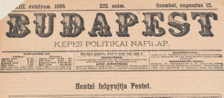 1889 Hentzi felgyújtja Pestet az 1848-as szabadságharc csatájának fametszetű ábrázolás a Budapest c,...