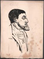 Bardócz Árpád (1882-1938): V. Károly császár portréja. Tus, papír. Jelzett. A Politikai Magyarország c. lapban megjelent grafika. Foltos. 30x22,5 cm