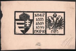 Bardócz Árpád (1882-1938): Magyar és osztrák címer. Tus, papír. Jelzett. A Politikai Magyarország c. lapban megjelent grafika. Lap széle sérült. 10x20 cm