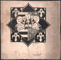 Bardócz Árpád (1882-1938): Magyar Anjou címer, 1911. Tus, papír. Jelzett. A Politikai Magyarország c, lapban megjelent grafika. Kissé foltos. Lapméret: 30x30 cm