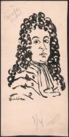 Bardócz Árpád (1882-1938): Carafa Antal, Gróf Antonio Caraffa (1642-1693) itáliai zsoldosvezér, a Szent Liga seregeinek vezére. Tus, papír. Jelzett. A Politikai Magyarország c, lapban megjelent grafika. lapméret 29x16 cm
