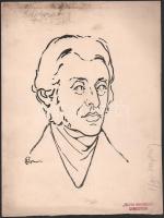 Bardócz Árpád (1882-1938): Franz Anton von Kolowrat-Liebsteinsky, gróf (1778-1861) osztrák politikus, államminiszter. Tus, papír. Jelzett. A Politikai Magyarország c. lapban megjelent grafika. Foltos. Lapméret: 31x24 cm