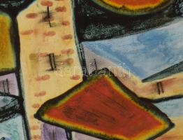 Györgyei Zsuzsa: Városrészlet. Retro mázas kerámia dísztál. Jelzés nélkül, hibátlan, d: 28,5 cm