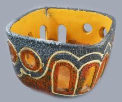 Pesthidegkúti kaspó, mázas kerámia, kis kopással, 23x23x16 cm