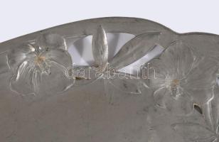 Szecessziós ón kínáló, növényim ornamentikával, 42x27 cm