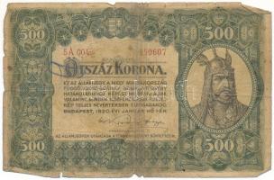 1920. 500K "5A 004 950607" "Orell Füssli Zürich" nyomdahely-jelöléssel "5A 002 132721" T:VG  Hungary 1920. 500 Korona "5A 004 950607" "Orell Füssli Zürich" "5A 002 132721" C:VG Adamo K33, Krause P#65