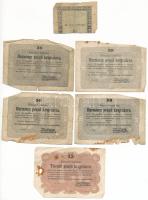 6db-os rossz tartású bankjegy tétel, benne: 1849. 15kr + 30kr (4x) és egy fél 1Fl bankjegy