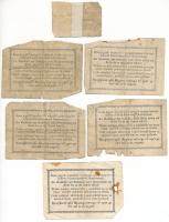 6db-os rossz tartású bankjegy tétel, benne: 1849. 15kr + 30kr (4x) és egy fél 1Fl bankjegy