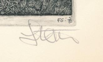 Stettner Béla (1928-1984): A bujdosó fejedelem (Rákóczi). Rézmetszet, papír, jelzett, 19x29 cm