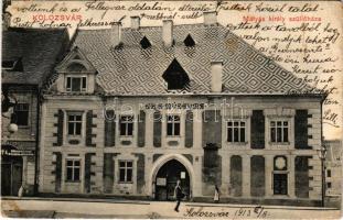 1913 Kolozsvár, Cluj; Mátyás király szülőháza, EKE Múzeum (Erdélyi Kárpát Egyesület). Újhelyi és Boros kiadása / birthplace of Matthias Corvinus, museum (EB)