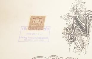 1929 Bp., a Pázmány Péter Tudományegyetem által kiállított orvosdoktori diploma Fenyvesi József (190...