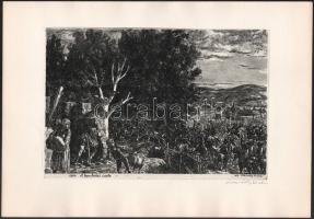 Csanády András (1929-): A bonchidai csata, 1704. Rézkarc, papír, jelzett. 20x29 cm