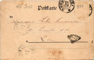 1900 Gruss aus Gefangene Löwen. Regel &amp; Krug No. 3001., Leipzig / Zsidó üzletemberek csendőr...