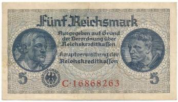 Német Harmadik Birodalom / Német megszállt területek 1940-1945. 5M "C 16868263" T:F szép papír German Third Empire / German Occupied Territories 1940-1945. 5 Reichsmark "C 16868263" C:F fine paper Krause R138