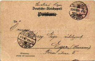 1899 (Vorläufer) Hochfelden, Amts-Gericht, Hauptstrasse, Hotel und Cafe C. Daull / main street, hote...