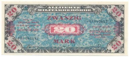 Német Harmadik Birodalom / Szövetséges megszállás 1944. 20M nyolc jegyű sorszám "-89840447" orosz kiadás T:UNC,AU German Third Reich / Allied occupation 1944. 20 Mark eight digit serial "-89840447" russian issue C:UNC,AU Krause 195.