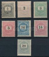 1889 7 db krajcáros bélyeg (foltok, törések, ráncok / spots, folds, creases)