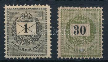 1888 Sztereo 1kr + 30kr újragumizva / regummed