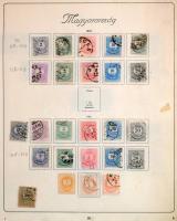 Hagyaték: magyar és külföldi bélyegek 6 régi berakóban + előnyomott albumrészben. Érdemes megnézni!!