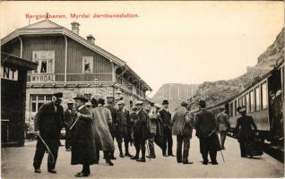 Myrdal, Bergensbanen, Jernbanestation / Bergen railway line, railway station in Myrdal, train (glue marks)
