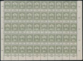 1913 Árvíz 6f alsó fél ív gumi nélkül, hozzá lista a típusokról