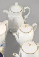 6 darab porcelán teás / kávés kanna, közte régi darabokkal, Arzberg, stb., m: 23 cm alatt