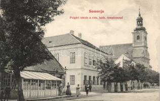 Somorja Public school and Catholic church (cut)