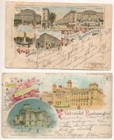 Budapest - 2 db RÉGI (1905 előtti) szecessziós-virágos litho város képeslap