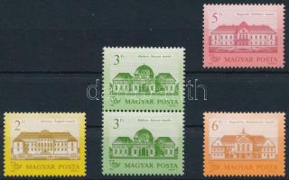 1986 Kastélyok (I.) 2Ft, 3Ft függőleges pár, 5Ft és 6Ft 12 3/4 : 12 1/4 fogazással matt-fényes papíron