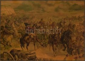 cca 1910 A brit katonákat bekerítik a búr háborúban, litográfia, papír, jelzés nélkül, paszpartuban,...