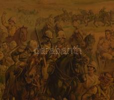 cca 1910 A brit katonákat bekerítik a búr háborúban, litográfia, papír, jelzés nélkül, paszpartuban,...