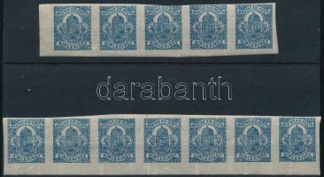 1920/22 Hírlapbélyeg kék 5-ös és 7-es csík