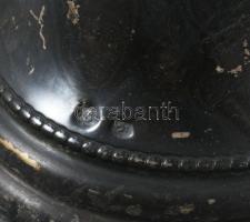 Bíborpácolt kristály váza ezüst (Ag) talpazatban. Jelzett, Pest, 1872-1937 közötti fémjel, 800 ezrel...