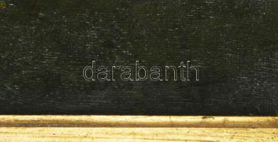 Hegedűs István jelzéssel, XIX. sz. vége: Emberek a viharos tájban. Olaj, vászon. Sérült. Dekoratív, ...