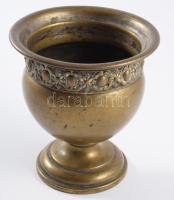 Szecessziós bronz kehely plasztikus díszítéssel, m: 10 cm