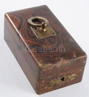 Szecessziós díszdoboz, kulcs nélkül, kopással, 14x8 cm