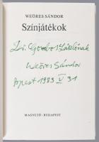 Weöres Sándor: Színjátékok. DEDIKÁLT! Bp., 1983, Magvető. 468p. Kiadói egészvászon kötés, papír védő...